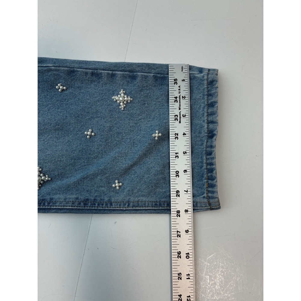 Banjara Pearl Starburst Embellished High Rise Straight Leg Jeans Blue 11/29 - Picture 10 of 11